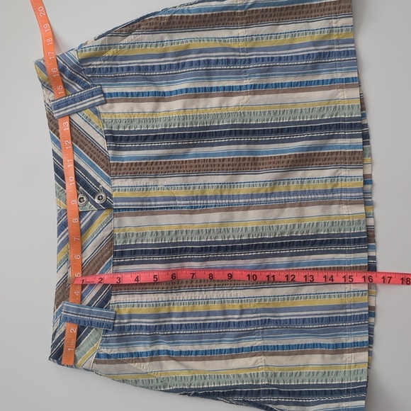 Patagonia Netty Skirt Striped Seersucker Blue Green Brown Pockets size 10 - Picture 8 of 10